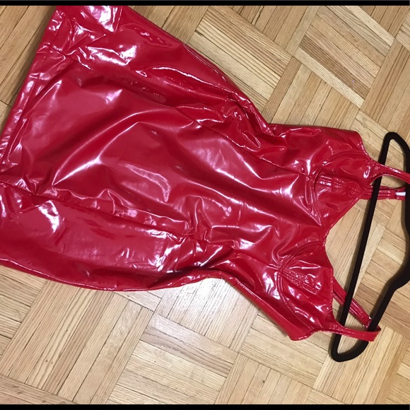 Red pleather body con dress - Picture 5 of 5